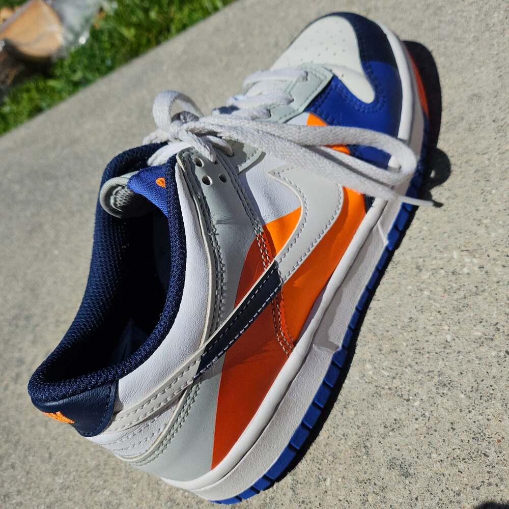 Nike Kids Sneakers White Navy Blue Orange - Picture 6 of 10